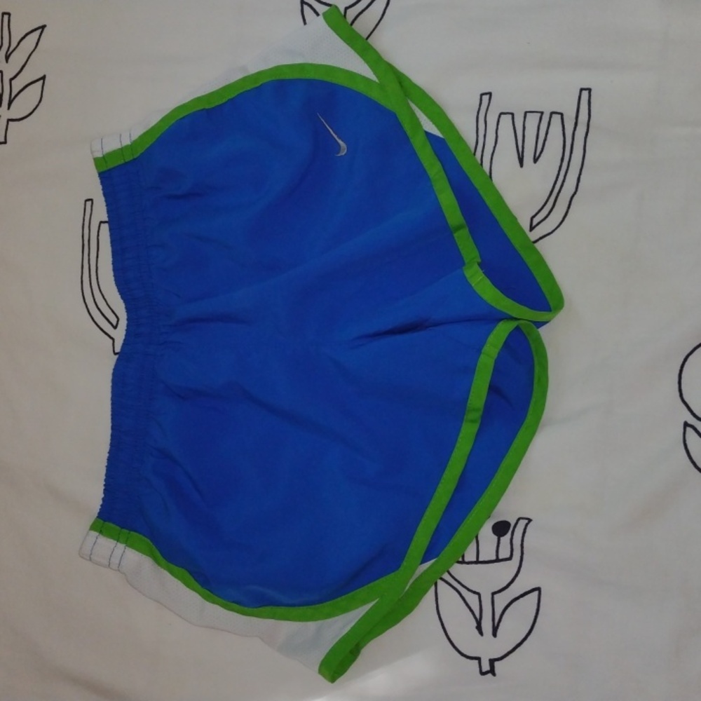 Nike, Athletic Shorts, Dri-Fit, Blue, White, Green